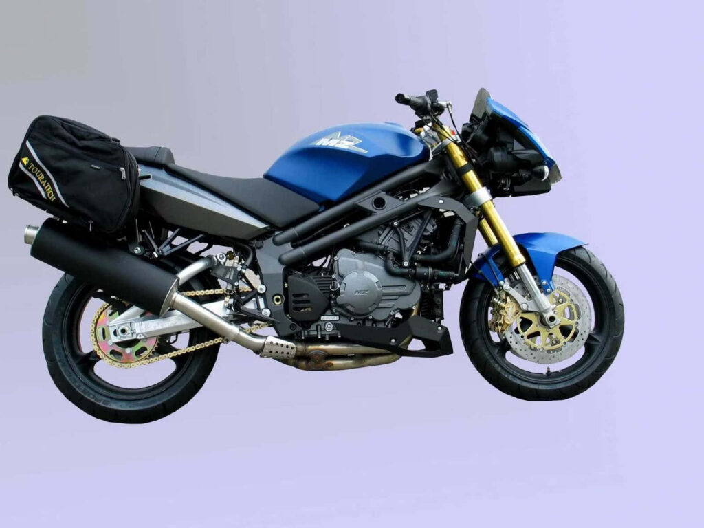 Stunning Blue MZ Motorcycle Wallpaper - Sleek Design for Enthusiasts
