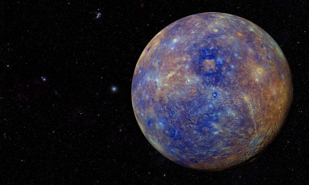 Stunning Blue & Orange Planet Wallpaper Against Dark Starry Sky