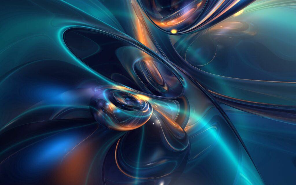 Abstract Metallic Wallpaper: Glossy Blue & Orange Design - 1920x1200