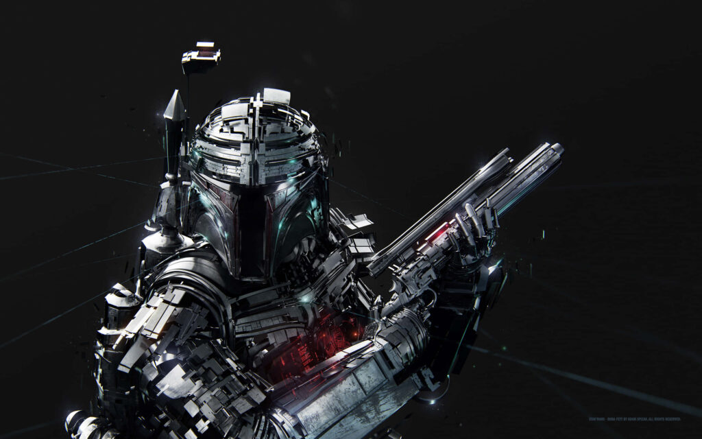 Boba Fett Wallpaper: Iconic Mandalorian Armor in Futuristic Setting