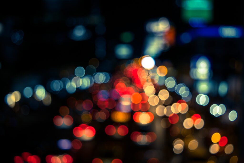 Mesmerizing Multi-Colored Bokeh Urban Night Scene Wallpaper