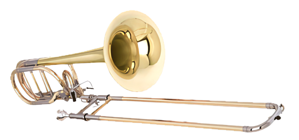 Realistic Brass Trombone Wallpaper on Transparent Background