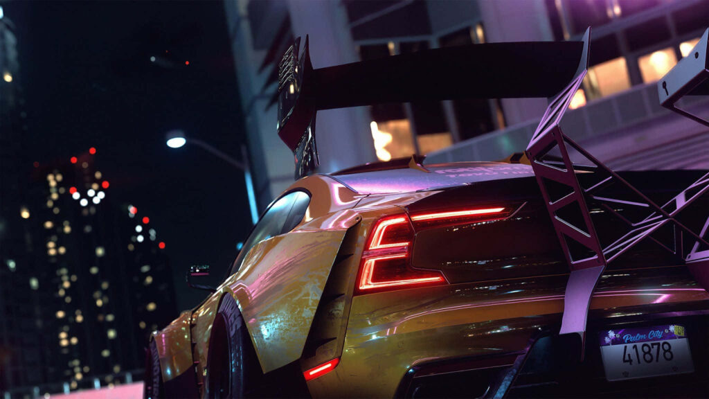 Stunning Brown Car Wallpaper: Thrilling Need for Speed Heat Night Scene