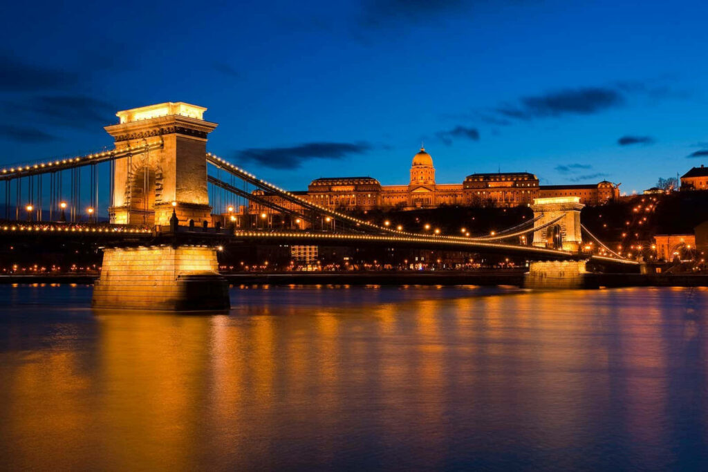 Stunning Nighttime Budapest Wallpaper: Chain Bridge & Buda Castle