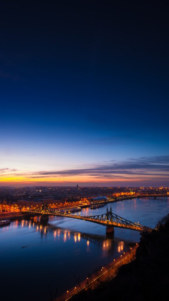 Vibrant Budapest Nighttime Wallpaper: Cityscape & Danube Reflection