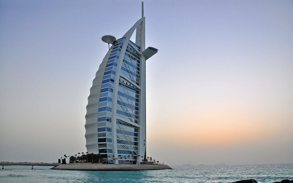 Stunning Burj Al Arab Wallpaper: Luxurious Hotel at Sunset