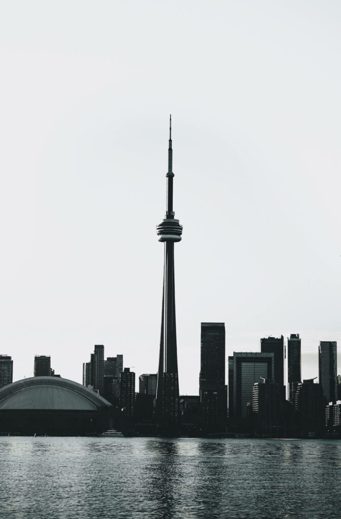Urban Skyline Wallpaper: CN Tower Silhouette Reflection Background
