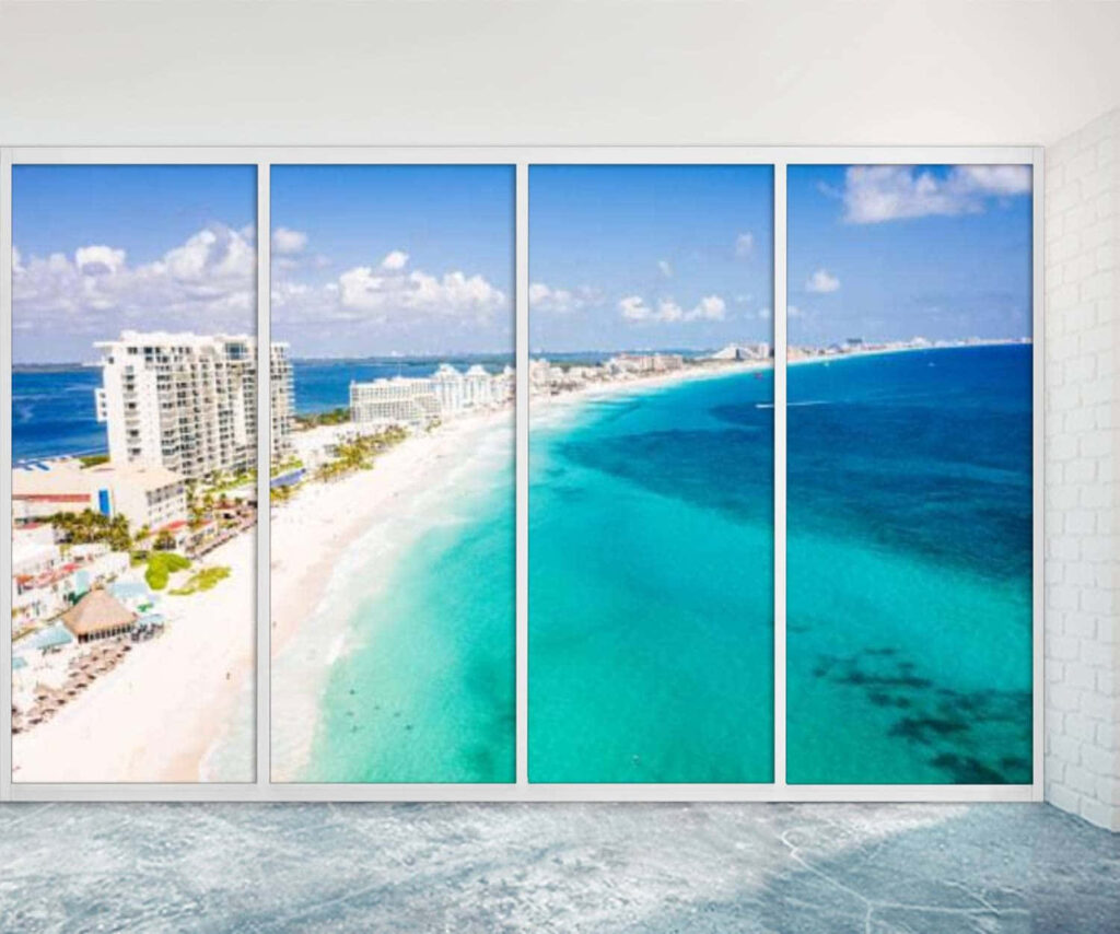 Stunning Cancún Beach Wallpaper: Panoramic Turquoise Split Panels