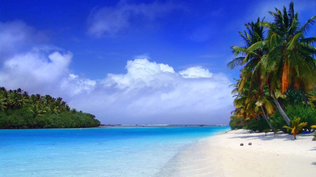 Stunning Caribbean Beach: Crystal-Clear Waters & Pristine Sandy Shore Wallpaper