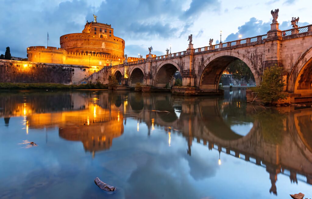 Stunning Castel Sant'Angelo Wallpaper at Dusk over Tiber River