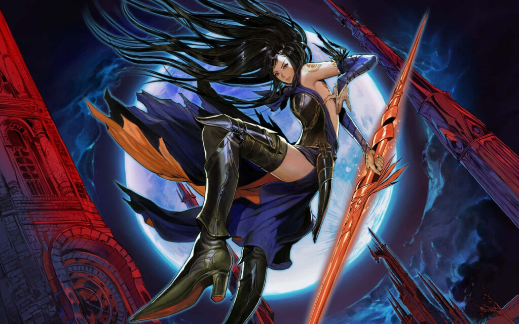 Dynamic Castlevania Wallpaper: Intense Character & Castle Nightscape