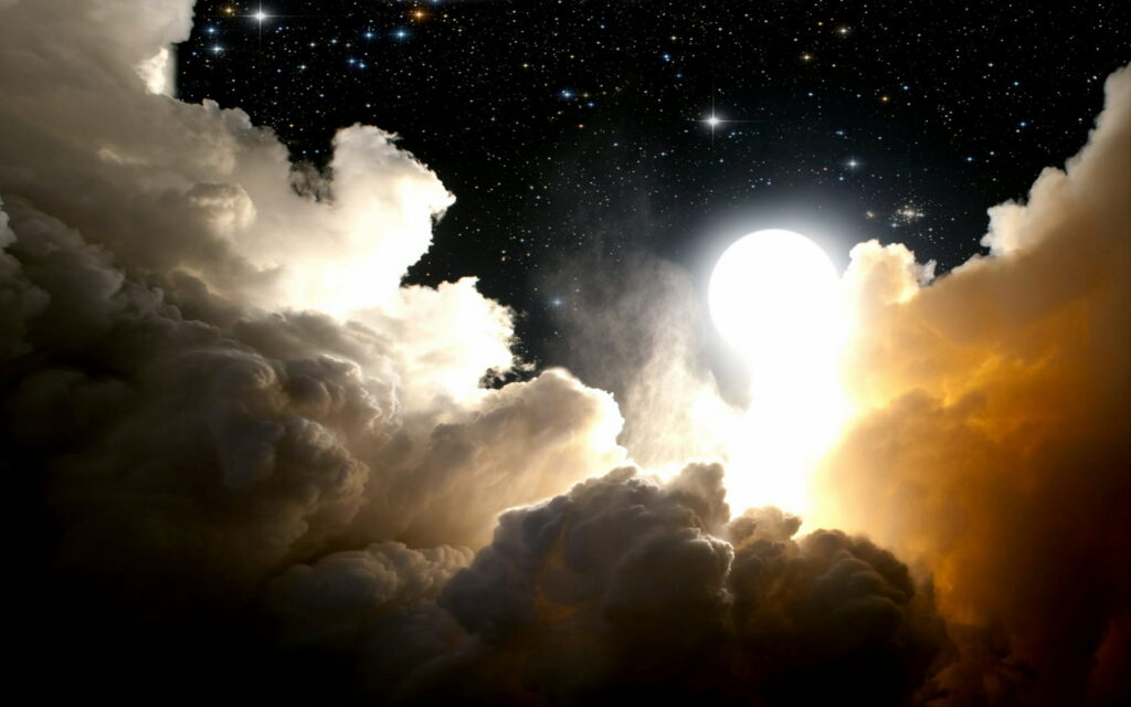 Stunning Celestial HD Wallpaper: Sun & Stars Illuminate Night Sky