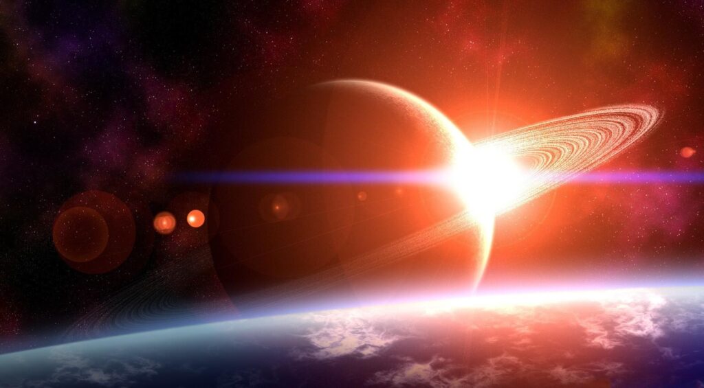 Stunning Celestial Wallpaper: Glowing Planet & Luminous Rings