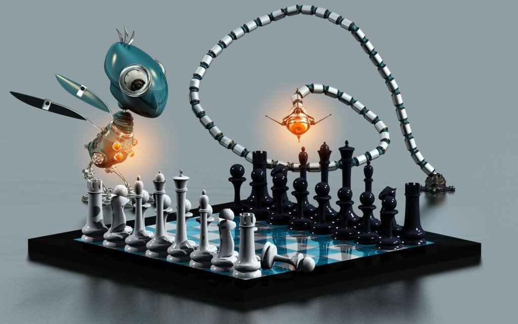 Robotic vs. Animal Chess Match Wallpaper - 1680x1050 Design