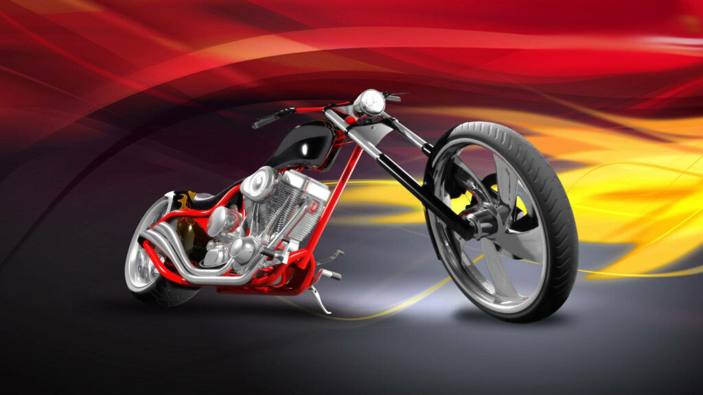 Bold Chopper Motorcycle Wallpaper with Dynamic Abstract Background