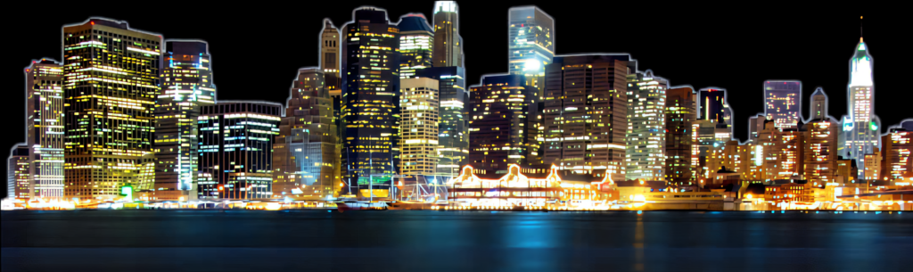 Stunning City Skyline Night Panorama - Bright Skyscrapers Wallpaper
