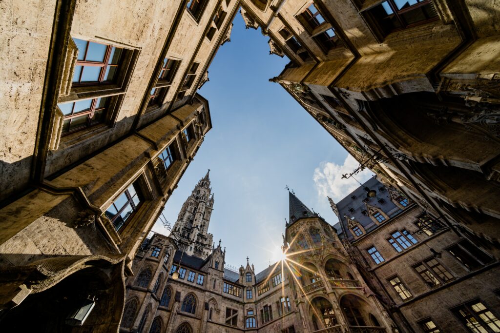 Stunning City Wallpaper: Dramatic Bottom-Up View of Architectural Marvels