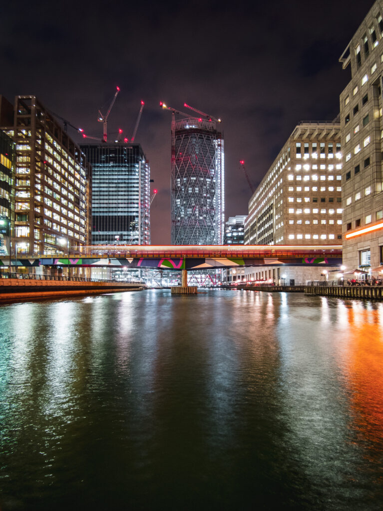 Stunning Night Cityscape Wallpaper with Lights & River Reflection