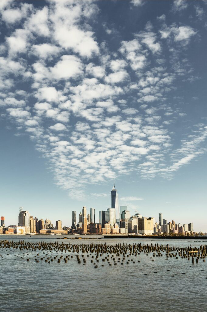 Stunning Cityscape Wallpaper: Serene Urban View with Clear Skies