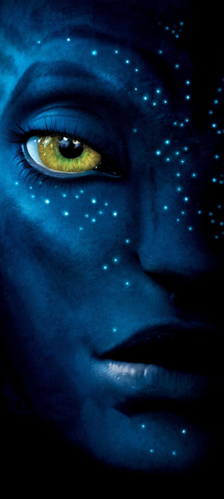 Mesmerizing Yellow Eye Wallpaper: Luminous Bioluminescent Blue Background