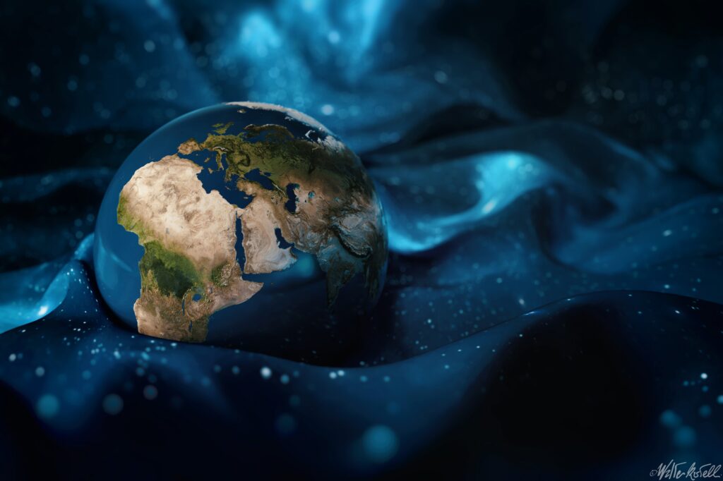 Artistic Earth Wallpaper: Intricate Continent Details on Cosmic Background