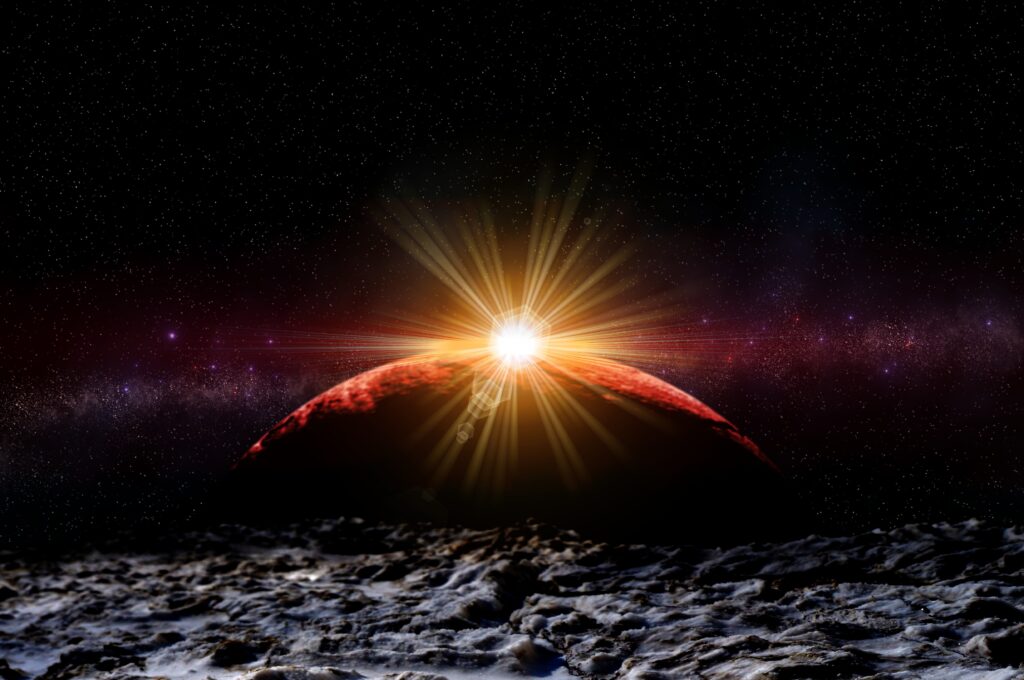 Stunning Cosmic Wallpaper: Planet & Radiant Eclipse Background