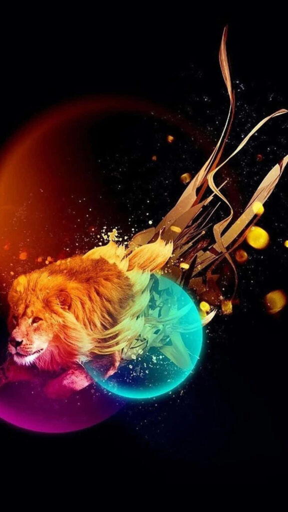 Stunning Lion Galaxy Wallpaper – Mystical Cosmic Aura Design