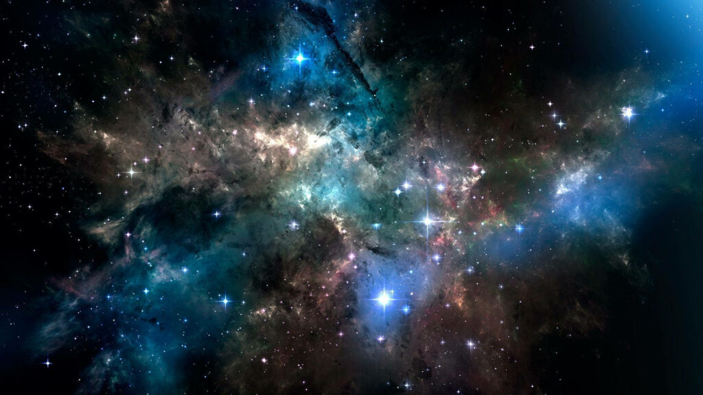 Stunning HD cosmic wallpaper with vibrant nebulae, glowing stars, and dark interstellar clouds.