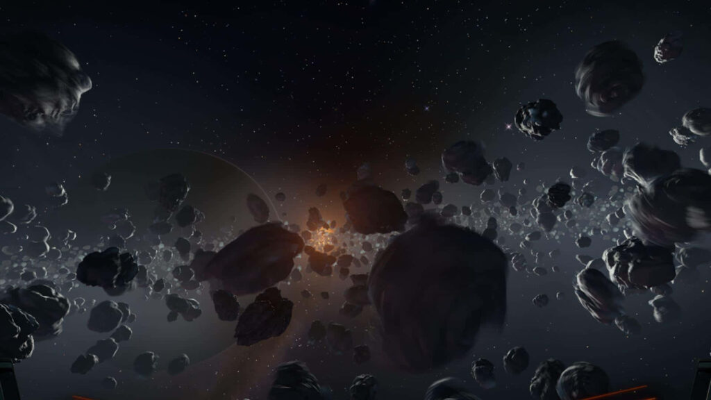 Cosmic Asteroid Wallpaper: Earth Approaching Scene with Stars