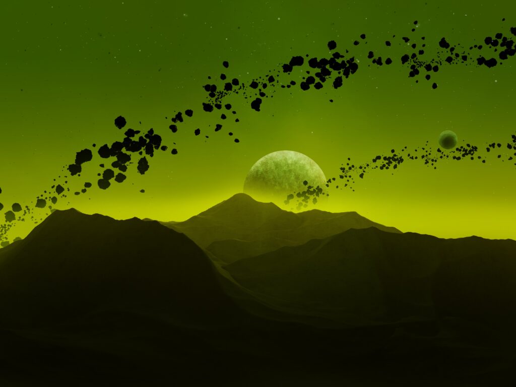 Stunning Dark Mountains & Cosmic Landscape Wallpaper Background