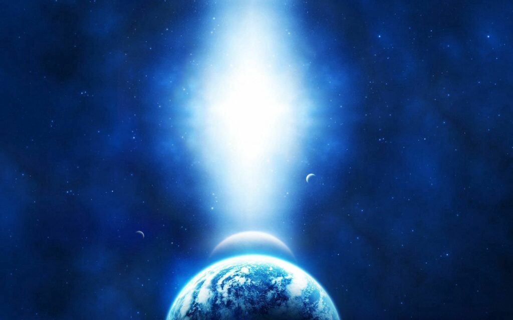 Cosmic Wallpaper: Earth Glowing in a Stunning Space Scene Background