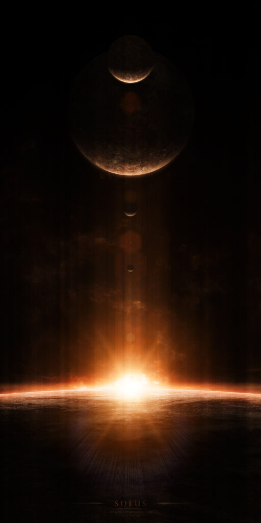 Glowing Cosmic Wallpaper: Luminous Planet Alignment in Space