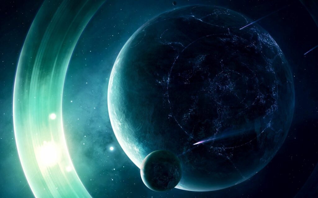 Stunning Cosmic Wallpaper: Glowing Planet and Radiant Space Scene