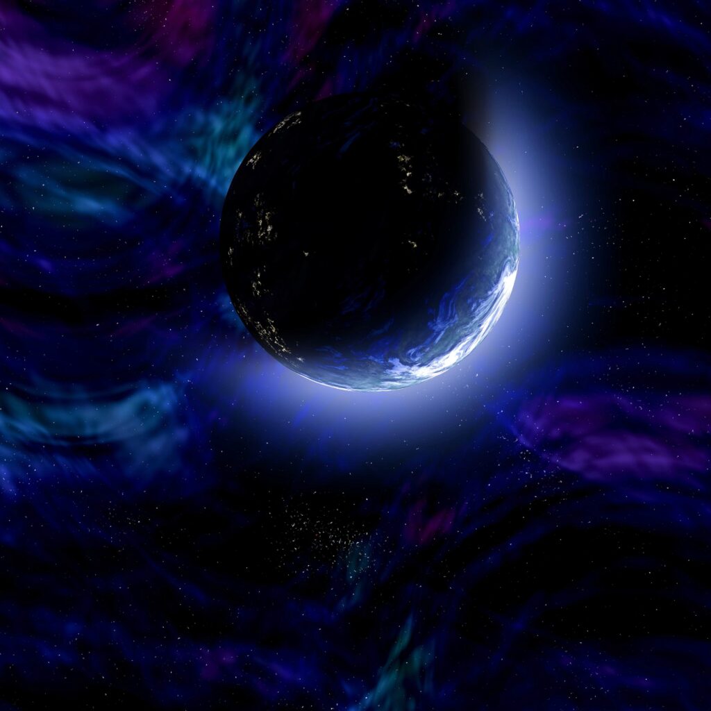 Vibrant Cosmic Wallpaper: Glowing Planet & Starry Universe Backdrop