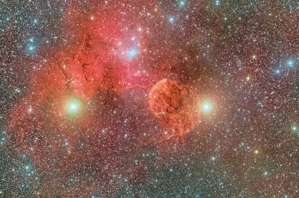 Stunning Cosmic Wallpaper: Glowing Red Nebula & Starry Galaxy
