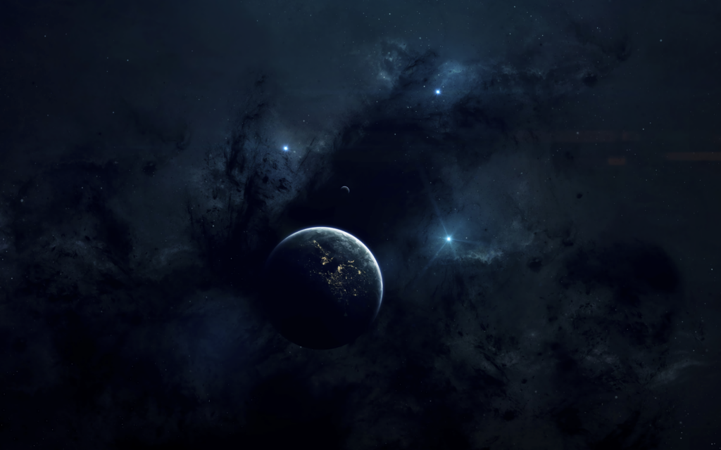Stunning Cosmic Wallpaper: Starry Space & Illuminated Planet Scene