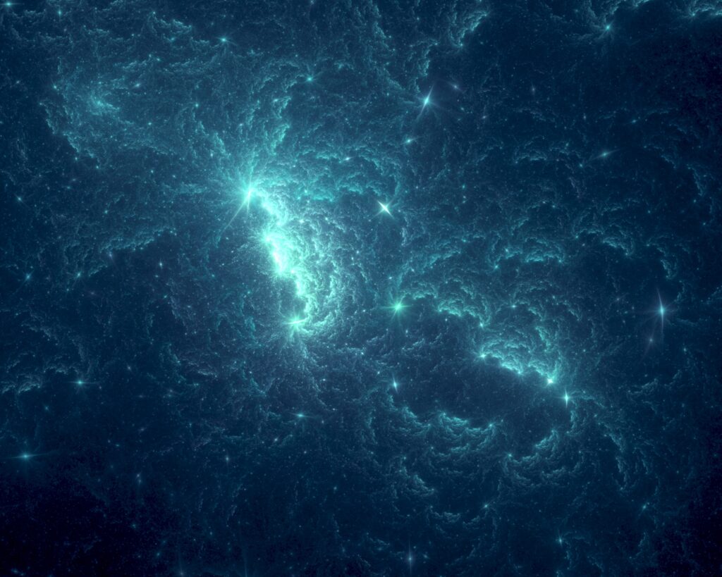 Stunning Cosmic Scene Wallpaper - Glowing Stars on Deep Blue Background