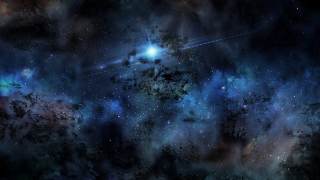 Stunning Cosmic Wallpaper: Luminous Flash & Vibrant Blue Nebula