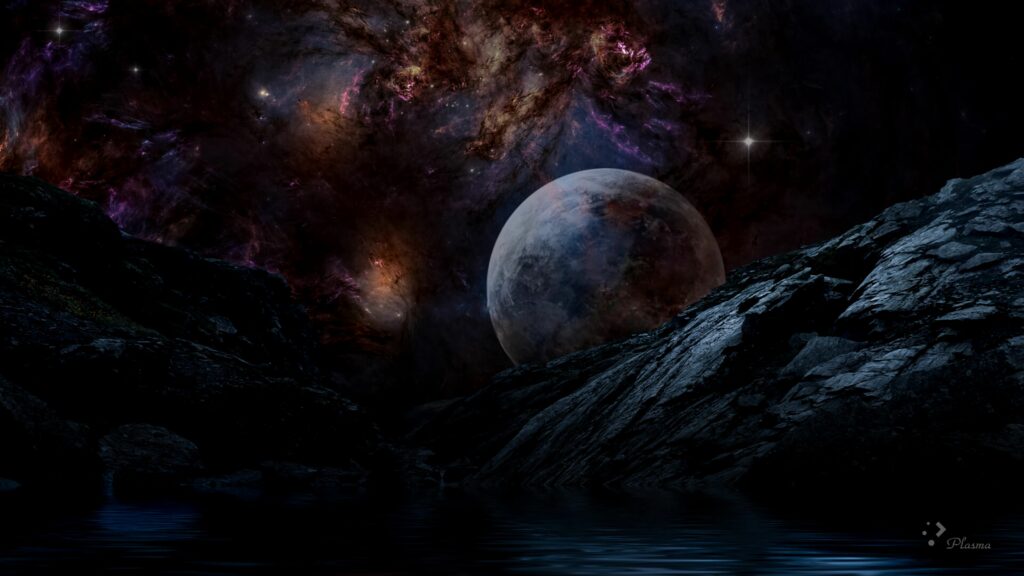 Stunning Cosmic Wallpaper: Mysterious Planet & Vivid Nebulae
