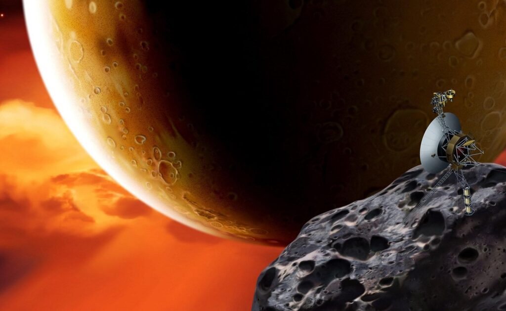 Stunning Cosmic Wallpaper: Planet, Asteroid, and Space Station Scene
