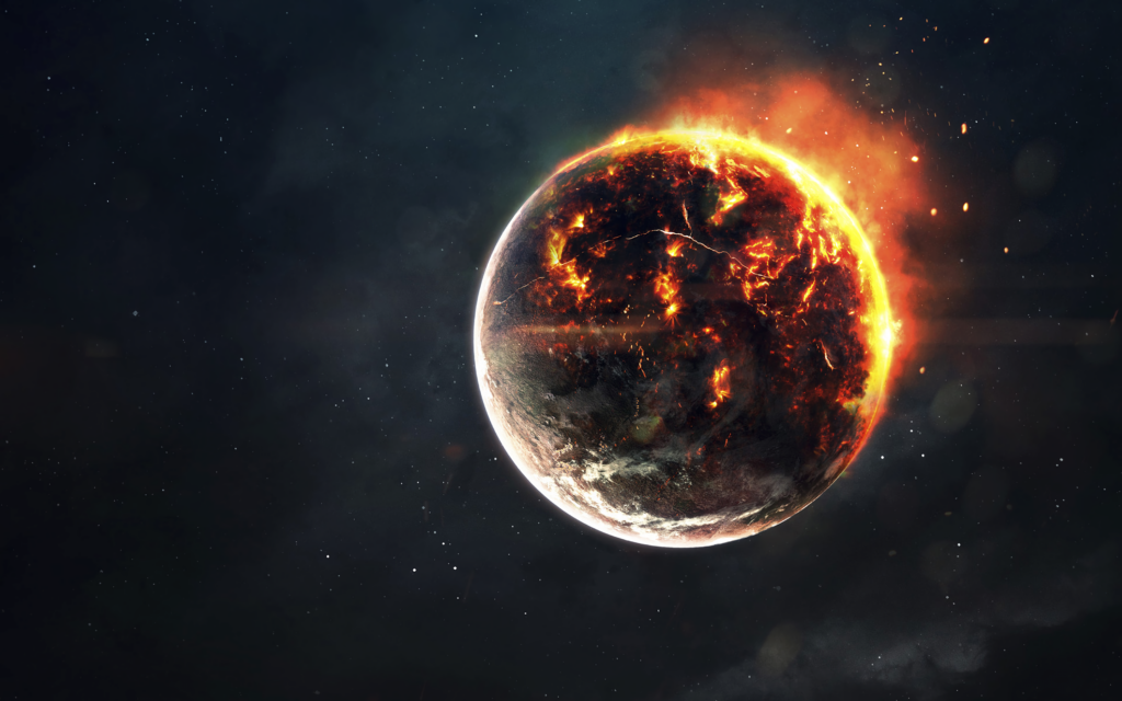 Fiery Planet Wallpaper: Captivating Cosmic Scene Background