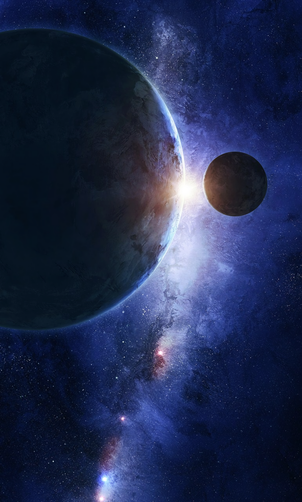 Cosmic Wallpaper: Vibrant Planet Scene with Distant Stars & Galaxies