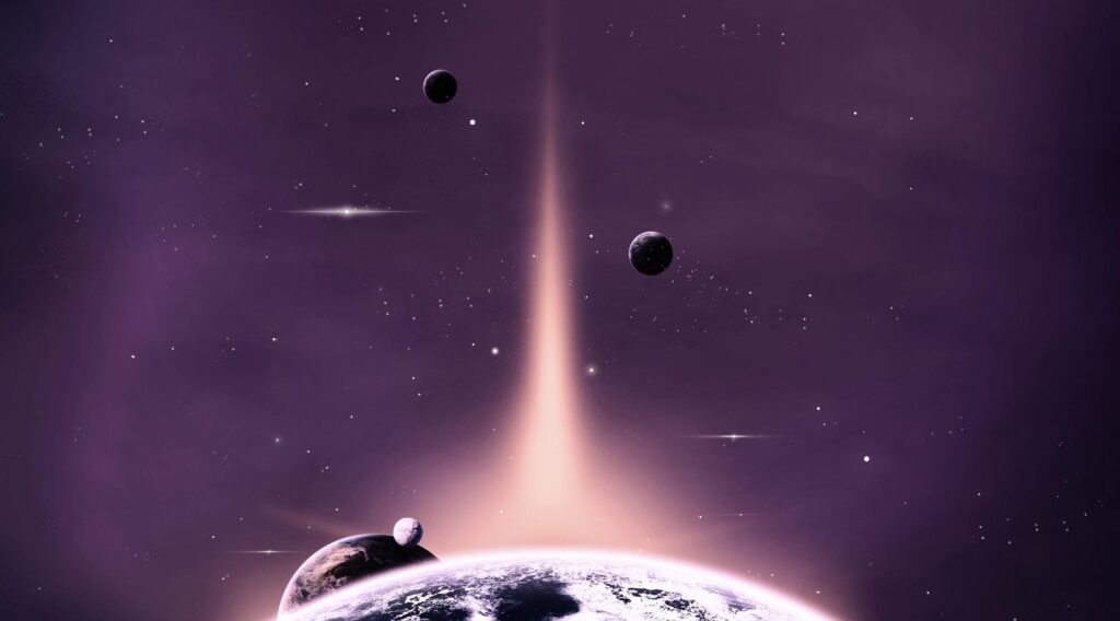 Stunning Cosmic Wallpaper: Planet & Radiant Light in Starry Space
