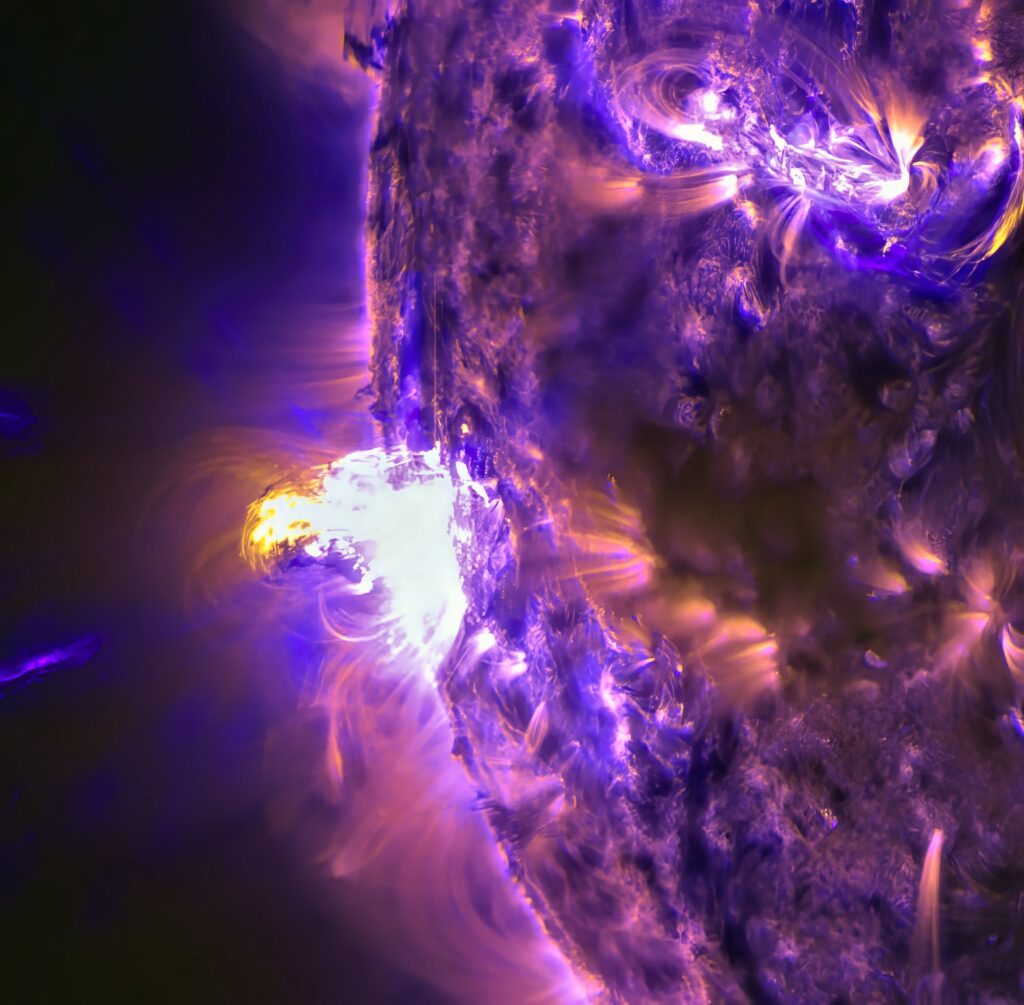 Cosmic Purple Planet Wallpaper: Fiery Explosion in Space Background