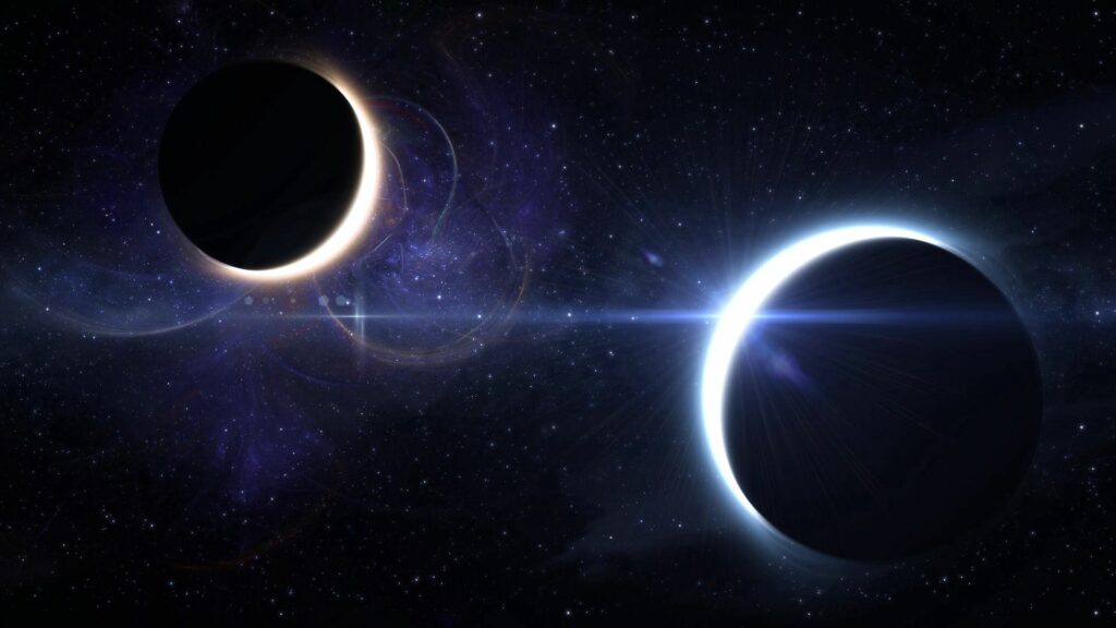 Cosmic Solar & Lunar Eclipse Wallpaper with Glowing Stars