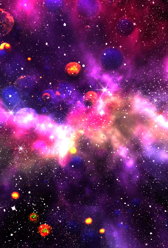 Vibrant Cosmic Abstract Wallpaper with Nebulae and Stars