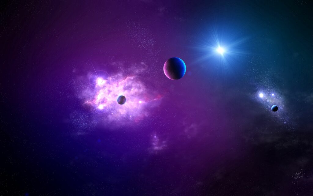 Stunning Cosmic Wallpaper: Vibrant Galaxies & Radiant Stars