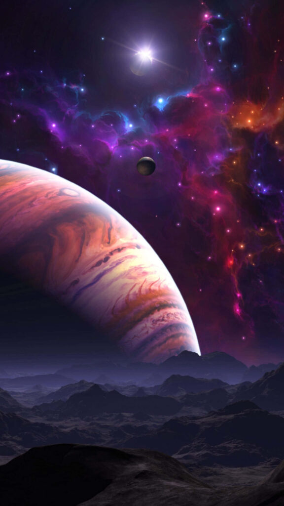 Vibrant Nebula Wallpaper: Cosmic Vista with Colorful Planet Background