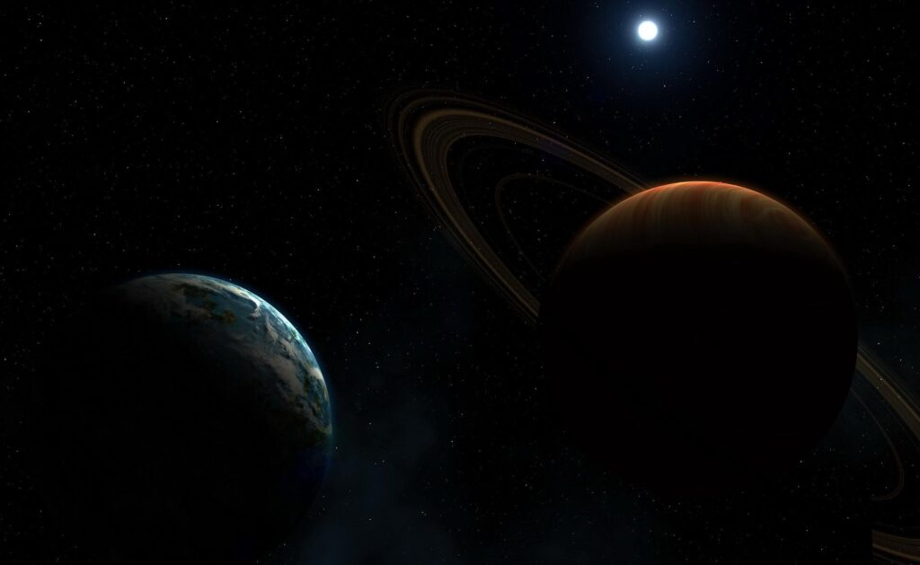 Vibrant Cosmic Wallpaper: Planetary Beauty in Starry Space
