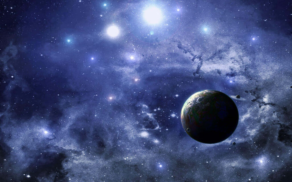 Stunning Cosmic Wallpaper: Vibrant Planet & Starry Space Background